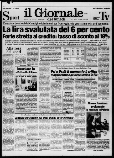 Il giornale nuovo del lunedì